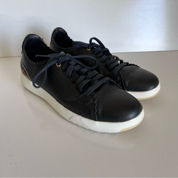 Cole Haan GP Leather & Cow Hair Tennis Sneakers - Picture 2 of 13